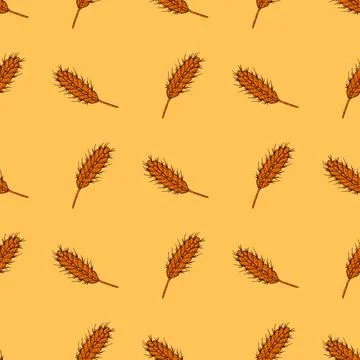 Wheat seamless pattern. Cereal crop sketch. Stockillustratie