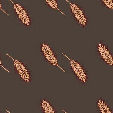 Wheat seamless pattern. Cereal crop sketch. Stock Illustration