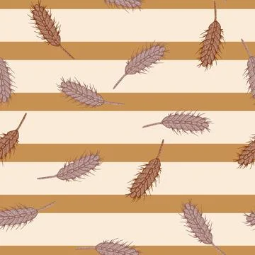Wheat seamless pattern. Cereal crop sketch. イラスト素材