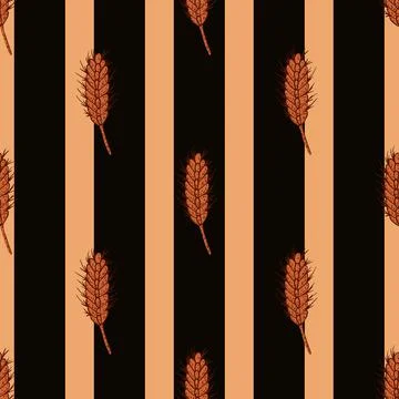 Wheat seamless pattern. Cereal crop sketch. イラスト素材