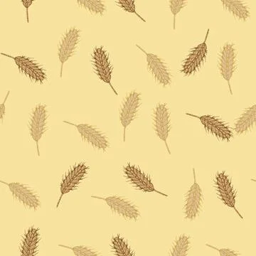 Wheat seamless pattern. Cereal crop sketch. 스톡 일러스트