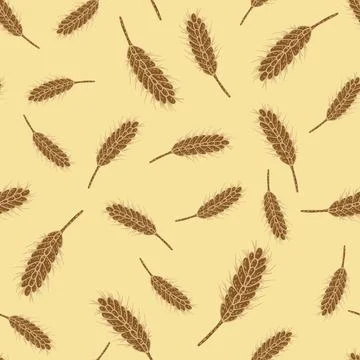 Wheat seamless pattern. Cereal crop sketch. Stock Illustration