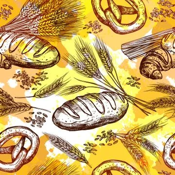 Wheat Seamless Pattern Illustrazione stock