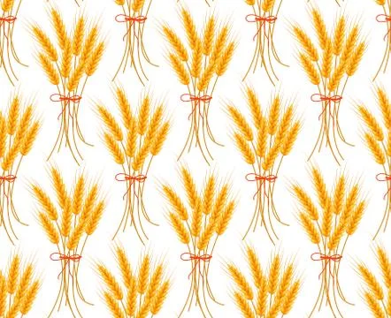 Wheat seamless pattern. Spikelets repeating texture, endless background. Vector Illustrazione stock