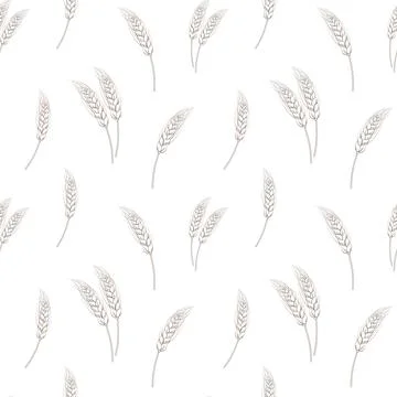 Wheat seamless pattern on white background in hand drawn style for bakery menu イラスト素材