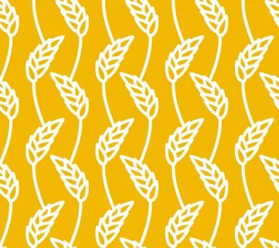 Wheat seamless pattern. Yellow spikelets ornament. Rye texture. Agro economic Stock Illustration