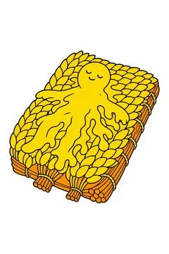 Wheat Sheaf with Sleeping Character Stock Illustration