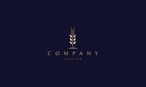 Wheat Spike Abstract Gold vector logo design Stock Illustration