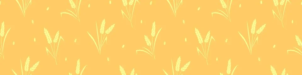 Wheat spikelets and grains, vector seamless pattern in flat style, isolated.  스톡 일러스트