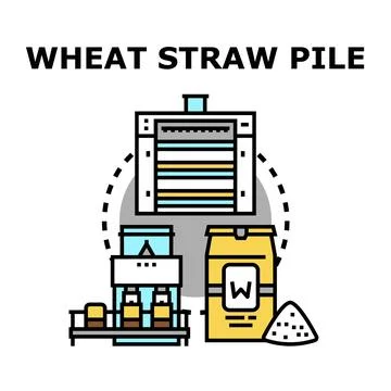 Wheat straw pile concept presenting agriculture industry Stock Illustration