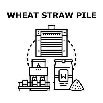 Wheat straw pile concept presenting agriculture industry Stock Illustration