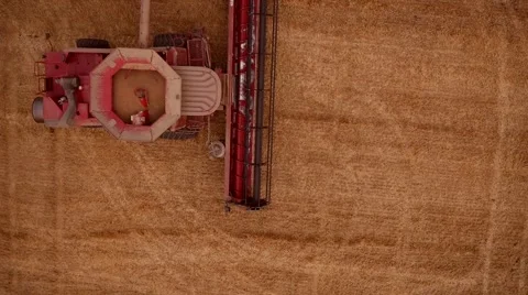 Wheat Unloading - Aerial view, Midwest USA Stock Footage 62744655
