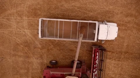 Wheat Unloading - Aerial view, Midwest USA Stock Footage 62744689