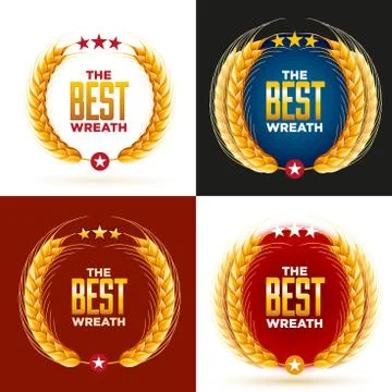 Wheat wreath design set Stock Illustration