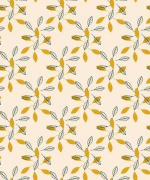 Wheath seamless pattern. Hand drawn black graphic design, contour and shapes of Stock Illustration