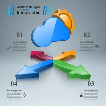 Wheather infographic. Sun, cloud, rain icon Illustrazione stock