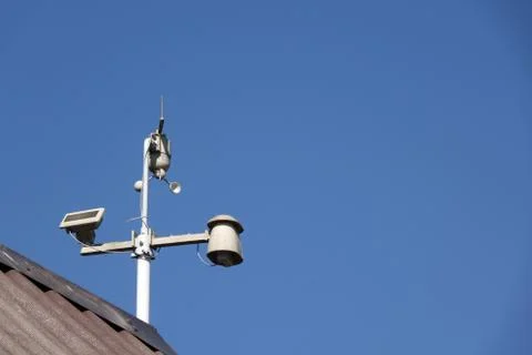 A wheather meteostation on the table blue sky Stock Photos