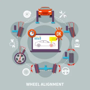 Wheel Alignment Flat Design Concept Stock Illustration