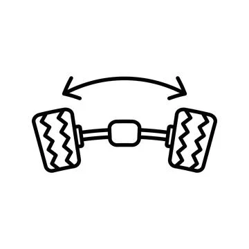 Wheel alignment icon linear logo mark in black and white Stock Illustration