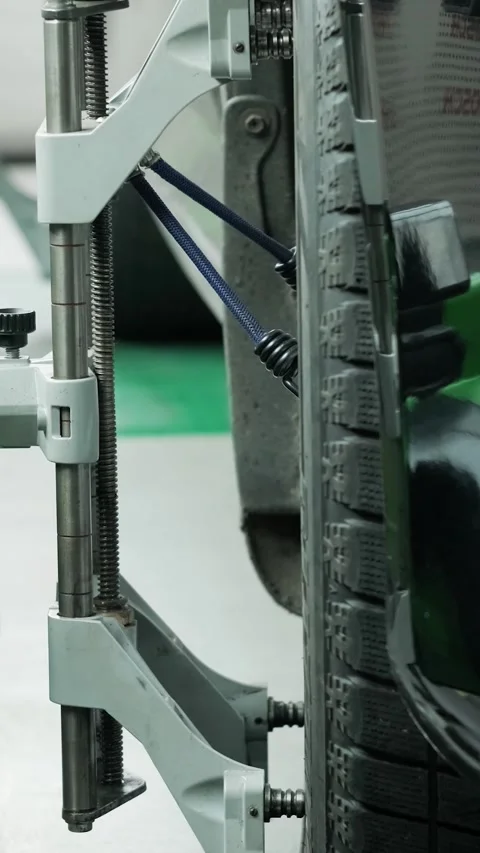 Wheel alignment procedure on modern laser stand in car service Stock Footage 332858484