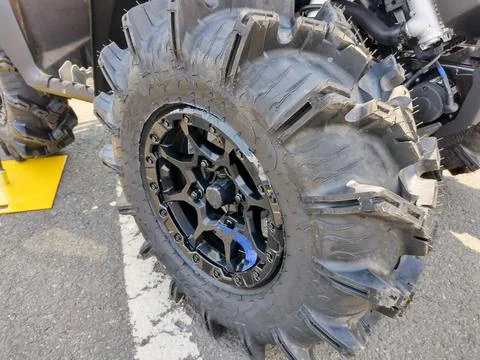 The wheel of an ATV - closeup Stockfoto's