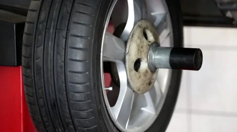 Wheel balance on balancing machine Stock Footage 54234476