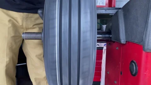 Wheel balancing close up Stock Footage 166457528