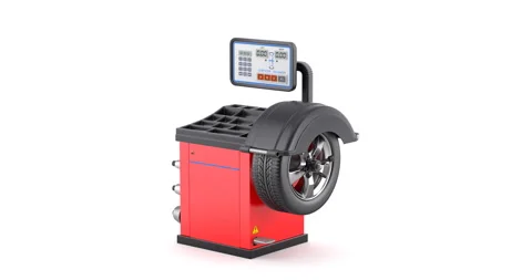 Wheel balancing machine with rotating wheel 動画素材 260746203