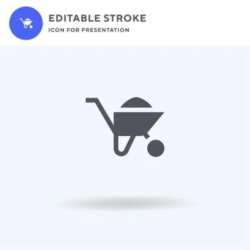 Wheel Barrow icon vector, filled flat sign, solid pictogram isolated on white Stock Illustration