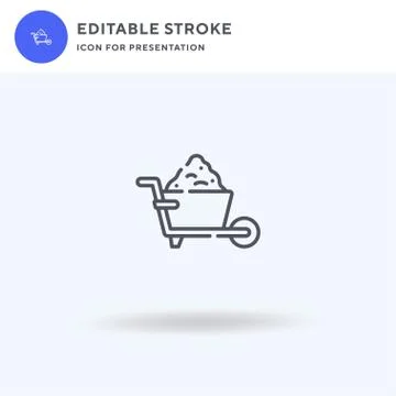 Wheel Barrow icon vector, filled flat sign, solid pictogram isolated on white Stock Illustration