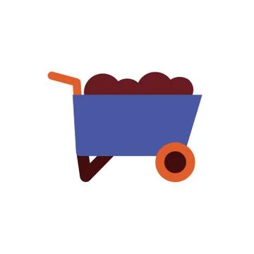Wheel barrow tool flat style icon Stock Illustration