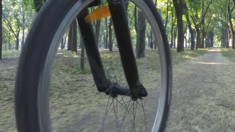 The wheel of the bicycle is in motion. Stock Footage