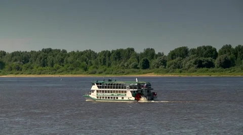 Wheel boat on the river Stock Footage 64775413