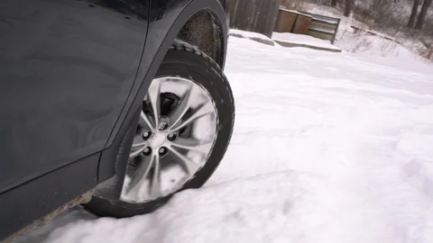 Wheel of a car drifting snow 스톡 동영상 120699318