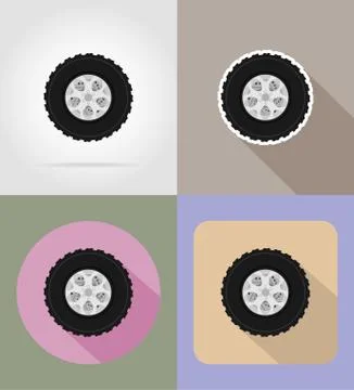 Wheel for car flat icons vector illustration Stock Illustration