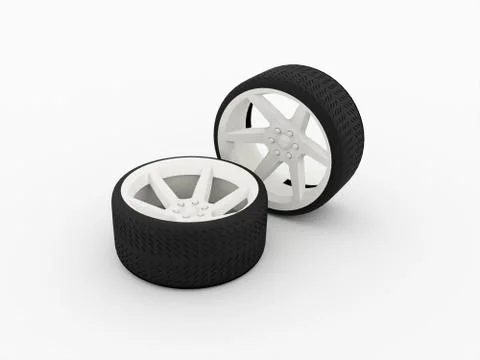 Wheel car rendered isolated on white background Stock Illustration