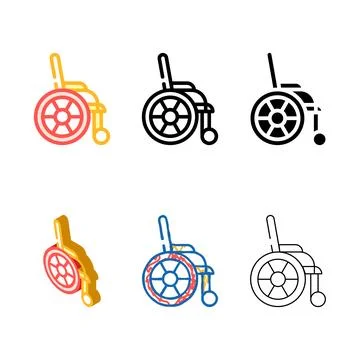 Wheel chair color icon vector isolated variety Stock Illustration