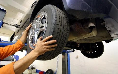 Wheel change Stock Photos