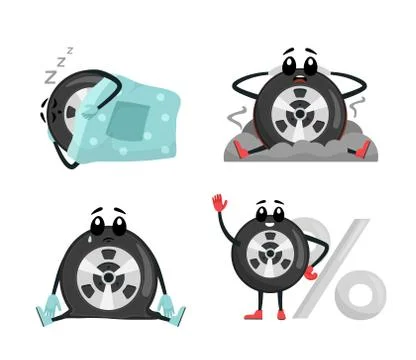 Wheel character set Stock Illustration