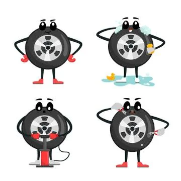 Wheel character set Stock Illustration