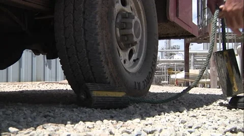 Wheel Chocks on Pickup Stock-Footage 44267613
