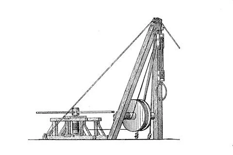 Wheel circular lifter for lifting larger loads predecessor of the crane 1890 Stock Photos