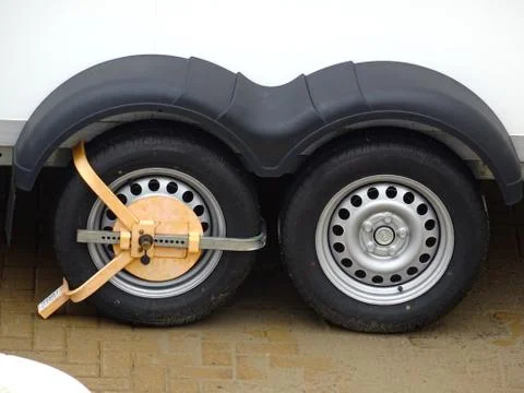 Wheel Clamp On Double Axle Stock Photos