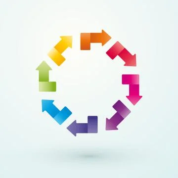 Wheel of colored arrows Ilustración de archivo