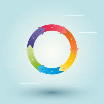 Wheel from colored numbered arrows with labels Stock Illustration