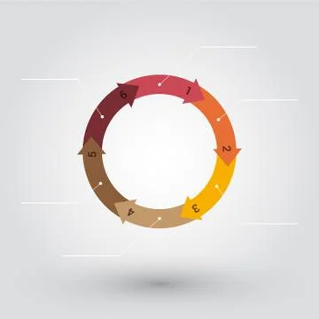 Wheel from colored pastel numbered arrows with labels Stock Illustration