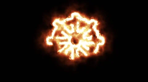 Wheel of Dharma Lighting up and Burning in Flames Stock Footage 66197599