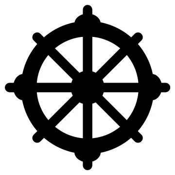 Wheel of Dharma on a white background Stock Illustration