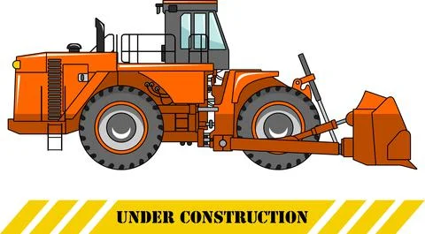 Wheel dozer. Heavy construction machine. Vector illustration Ilustración de archivo