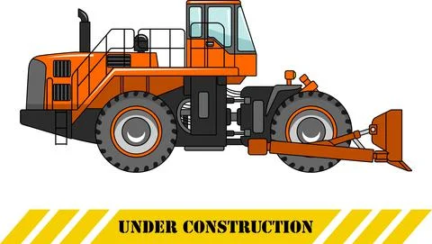 Wheel dozer. Heavy construction machine. Vector illustration Stock-Illustration